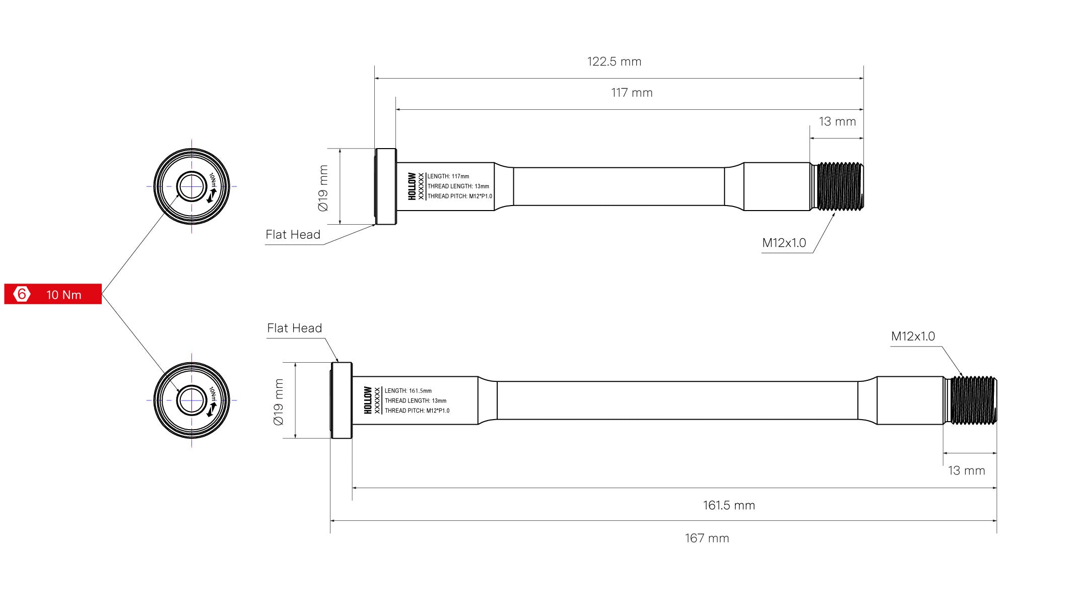 Thru Axle Kit - No 10 Front and Rear